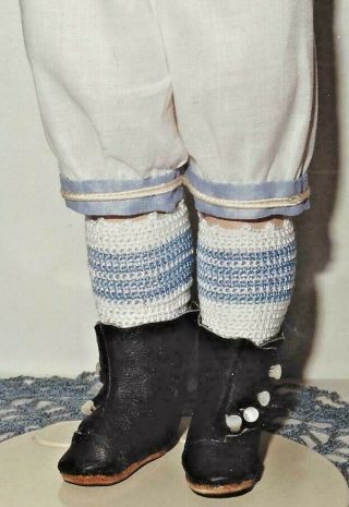 14 - 16 " (gb - 11.  0) Antique French - German Doll Striped Crochet Socks/stocking Pattern