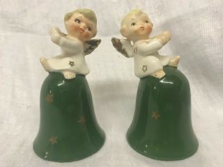 2 Vintage Ceramic Angel Bells Shafford Japan 5307