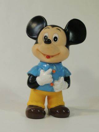 Vtg Walt Disney Production Mickey Mouse Action Figure Plastic Soft Kids Toy Old