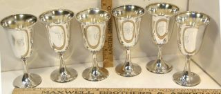 Set 6 Vintage V Bros Sterling Silver Water Wine Goblets G Mono 723 Grams 6 5/8 "