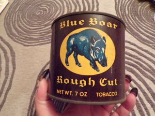 Vtg Blue Boar Rough Cut Tobacco Can