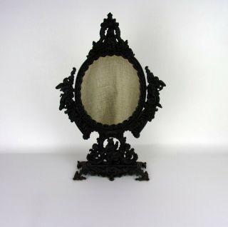 Vintage French Stand Table Mirror Iron Art Romeo And Juliet
