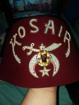 Kosair Shriners Masonic Jeweled Fez Hat Tassel Vintage Harry M Osers Co York