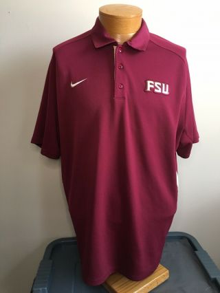 Nike Team Fsu Florida State Seminoles Garnet Gold Golf Polo Shirt Men’s Size Xl