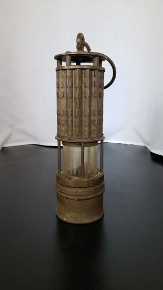 Antique Wolf Safety Brass Miners Lamp