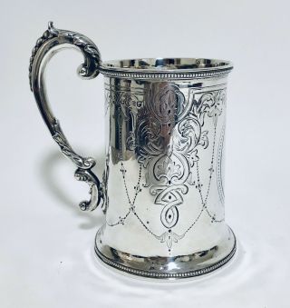 Quality Antique Victorian Solid Sterling Silver Tankard Mug 1867 London