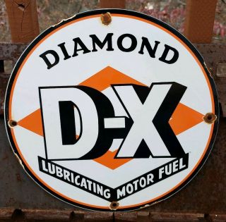 Vintage 1950s Diamond D - X Gasoline Sign Porcelain Gas Pump Plate Service Station