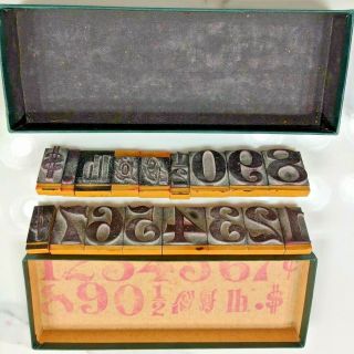 Vintage Wood Numbers Sign and Price Stamping Set 74 - 1 1/4 in. 2