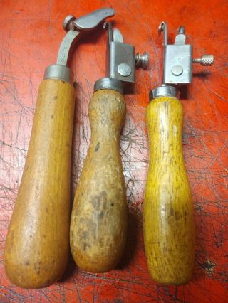 3 Vintage Leather Sewing Channeling,  Cobbler,  Groove Tools,  One Marbo,  Germany