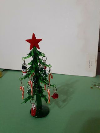 4 In Vintage Hand Blown Glass Christmas Tree.  Has Glass Ornaments As Well