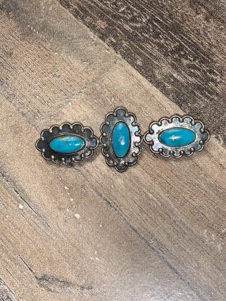 Vintage Turquoise Sterling Silver Southwestern Style Brooch Pin