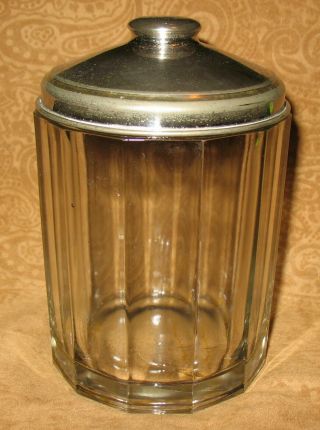 Vintage Antique Store Counter Cigar Jar Canister Heavy Glass,  Lid