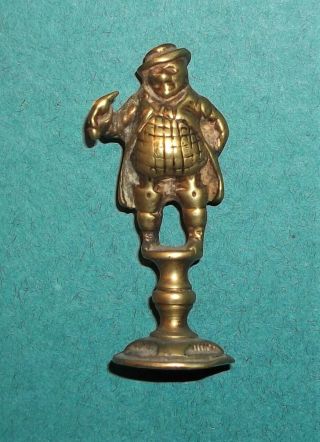 Antique Brass Pipe Tamper.  Dickens Character " Tony Weller " C.  1920