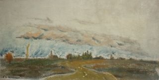 Antique German Expressionist Landscape Oil Painting Signed E.  L.  Kirchner