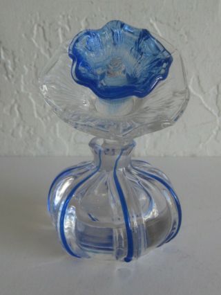 Vtg Czech Bohemian Art Glass Hand Blown Figural Floral Flower Perfume Bottle