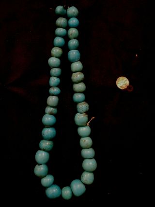Huge Antique Native American Indian Blue Padre Trade Beads Beaded Necklace Old