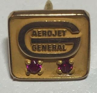 Vintage Aerojet General 10k Gold Service Tie Tac Pin With 2 Ruby Gemstones