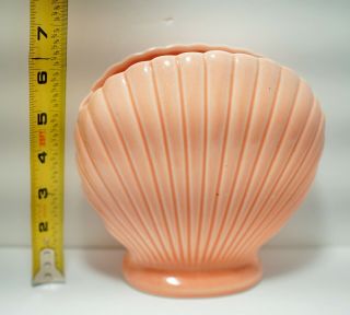 Vintage Clamshell Pink Vase Planter Japan Sea Shell Art Deco Glazed Art Pottery
