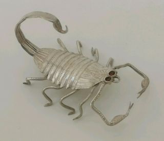 Vtg Asian Indian Oriental Solid Silver Miniature Figure Model Scorpion Arachnid