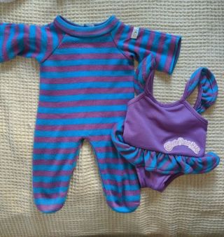 Cabbage Patch Coleco Htf Blue And Purple Striped Aerobic Outfit