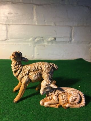 Vintage Fontanini Sheep Depose Italy Set Of Two With Spider Markings.