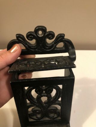Vintage Antique Cast Iron Match Box Holder Wall Mounted / Old/black/heavy Duty 2