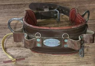 Vintage Klein Tools Belt Model Linesman Tool Belt Safety Harness Leather Neat