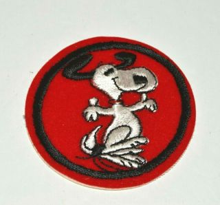Dancing Snoopy Vintage Patch Peanuts Round Stick On Adhesive Puppy Dog Felt 3 