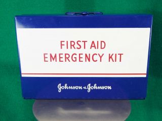 Vintage Johnson And Johnson First Aid Emergency Kit W/ Contents