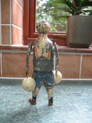 Rare Antique Gunthermann Exercise Boy Ball 1910 Germany Tin Wind Up Tinplate Toy 2