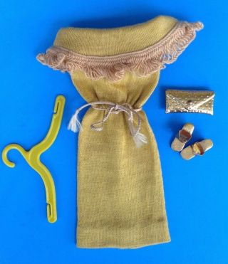 Vintage Barbie Gold Knit Sheath Pak Dress W/belt,  Heels & Purse 1963 Euc