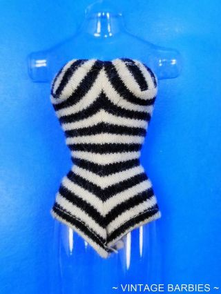 Barbie Doll Black & White Zebra Swimsuit Minty Vintage 1960 