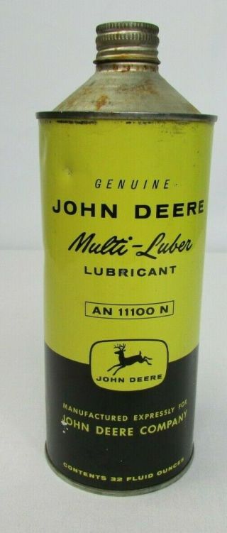 Vintage John Deere Multi - Luber Lubricant Metal Can An11100 Full