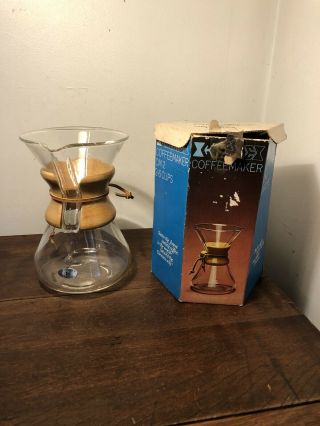 Vintage 2 - 6 Cup Chemex Cm - 2 Mid Century Drip Coffee Maker With Box