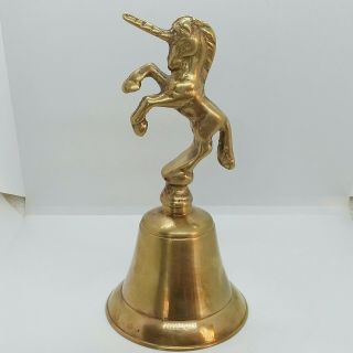 Small Vintage Brass Unicorn Bell Rearing Unicorn Dinner Bell Mid Century
