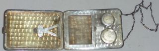 Antique Sterling Silver Webster Compact Coin Card Case Purse Wristlet 3