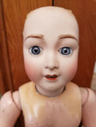 15 " Antique French Limoges Doll Bisque Head Composition & Wood Body Lanternier