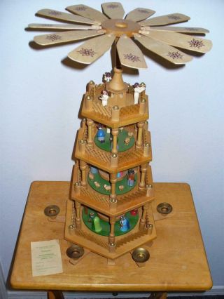 Vintage Erzgebirge Christmas Nativity Pyramid 22 " Tall - 4 Tier W/orig Box