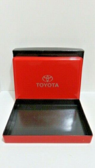 Vtg Toyota Motors Red & Black Lacquered Box Made In Japan Corporate Gift 3