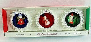 Jewelbrite Christmas 3d Ornaments Plastic Diorama Box Set Of 3 Vintage