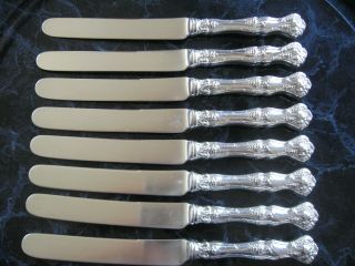 Atq Set Of 8 Vintage 1904 Hollow Handle Knives 8.  5 " Plate Blade