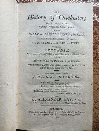 1804 The History Of Chichester & Sussex By Alexander Hay