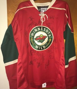 2017 - 2018 Minnesota Wild Team Signed Autographed Reebok Jersey W/proof Staal,