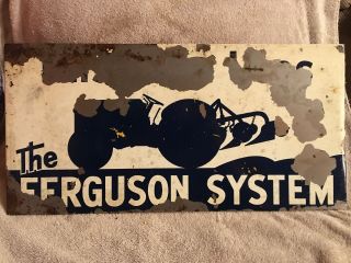 Vintage C.  1950 Ford Tractor Ferguson System Farm Gas Oil Metal Sign