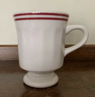 6 Vintage Syracuse China Restaurant Ware Pedestal Coffee Mugs Cups - 2 Red Bands 3