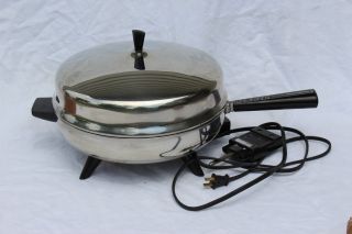 Vtg Farberware Electric Fry Pan Buffet Stainless Steel 310 - B & Usa