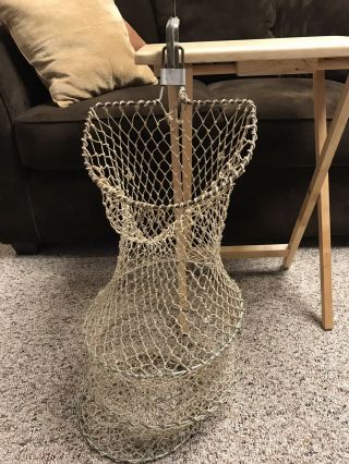 Vintage String Woven Collapsable Fish Basket