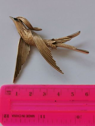 Vintage Signed Crown Trifari Bird In Flight Brooch