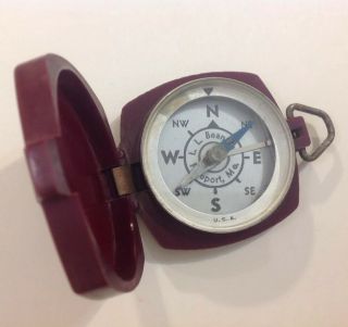 Euc / Ll Bean Freeport Me Early Vintage Hinged Compass / Made In The Usa