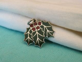 Vintage Beau Sterling Silver Holly Berry Enamel Charm 16.  7 Mm X 17.  8